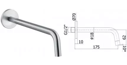 Излив к смесителю «Paffoni» Light ZBOC045ST 17,8 сталь