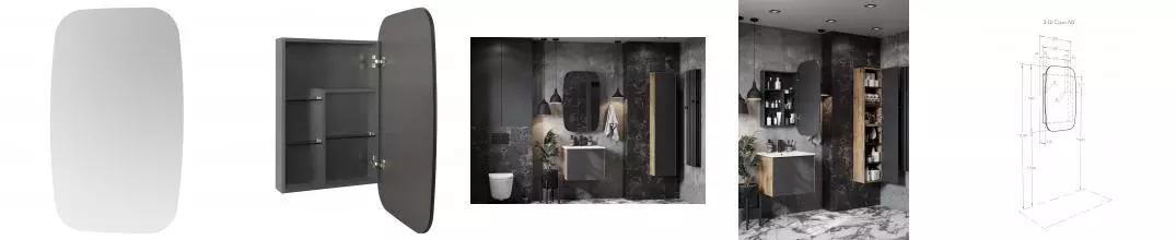 Зеркальный шкаф «Aquaton» Сохо 60 без света графит правый