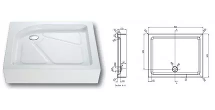 Душевой поддон «Azario» P18 R/L 80/80 средний акриловый квадратный белый с сифоном