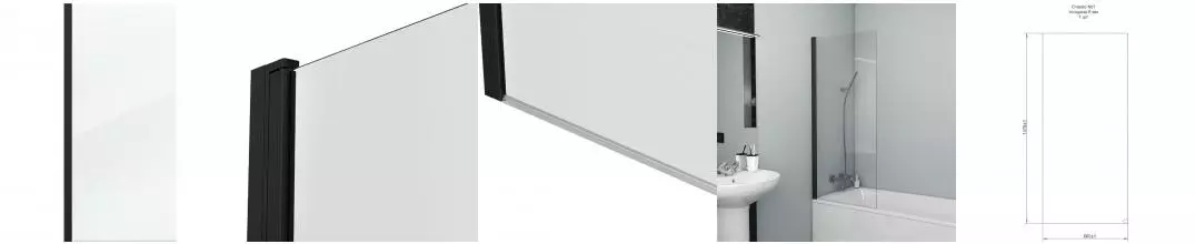 Шторка на ванну стеклянная «Bravat» Alfa 70/150 прозрачная/чёрная матовая универсальная