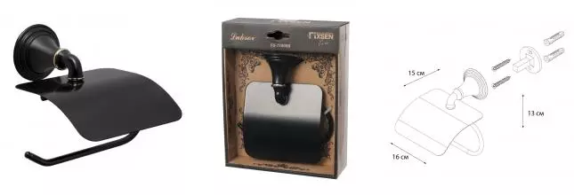 Держатель для туалетной бумаги «Fixsen» Luksor FX-71610B на стену чёрный/золото