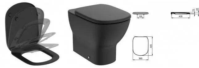 Сиденье для унитаза «Ideal Standard» Tesi T3529V3 дюропласт с микролифтом черное матовое