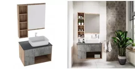 Мебель для ванной подвесная «Grossman» Бруно 80 бетон/веллингтон