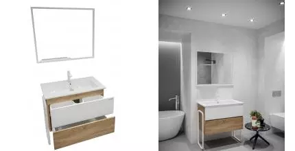 Мебель для ванной «Grossman» Солис 85 белая/дуб сонома