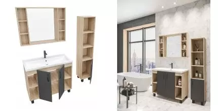 Мебель для ванной «Grossman» Флай 100 серая/дуб сонома
