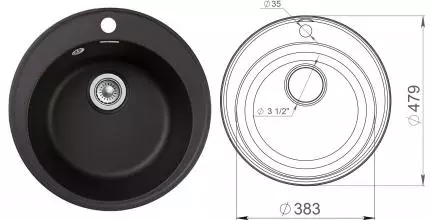 Мойка для кухни «GranFest» Quarz GF-Z08 48/48 искусственный камень черная