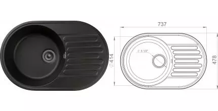 Мойка для кухни «GranFest» Quarz GF-Z18 74/48 искусственный камень черная