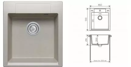 Мойка для кухни «Polygran» Argo-460 46/51 №14 искусственный камень серая