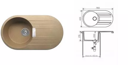 Мойка для кухни «Tolero» Loft TL-780 78/44 №101 искусственный камень бежевая