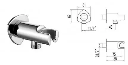 Подключение для душевого шланга «Lemark» LM3585C с держателем для лейки хром