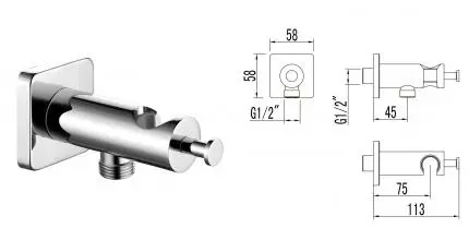 Подключение для душевого шланга «Lemark» LM7885C с держателем для лейки и крючком хром