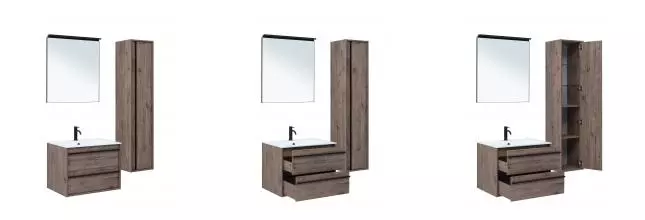 Мебель для ванной подвесная «Aquanet» Lino 80 дуб Веллингтон