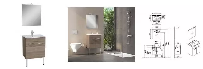 Мебель для ванной подвесная «Vitra» Mia 60 с дверцами кордоба