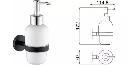Дозатор для мыла «Allen Brau» Priority 6.31006-31 на стену белый/чёрный матовый