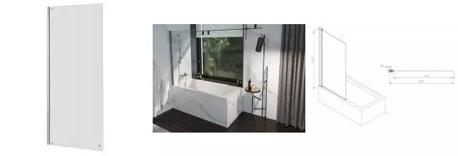 Шторка на ванну стеклянная «Roca» Capital 7M4008512M прозрачная/хром универсальная