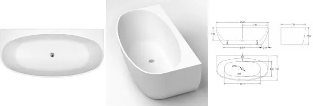 Ванна акриловая «Belbagno» BB83-1500-W0 150/78 без перелива с ножками без сифона белая