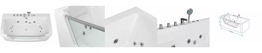 Гидромассажная ванна акриловая «Grossman» GR-15085-1 150/85 с каркасом с сифоном белая