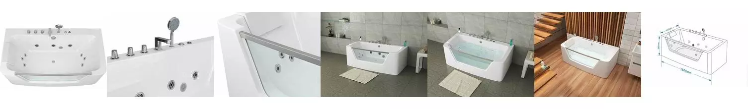 Гидромассажная ванна акриловая «Grossman» GR-16085-1 160/85 с каркасом с сифоном белая