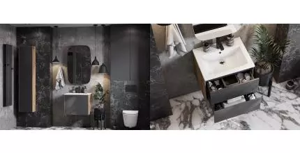Мебель для ванной подвесная «Aquaton» Сохо 60 графит/дуб веллингтон