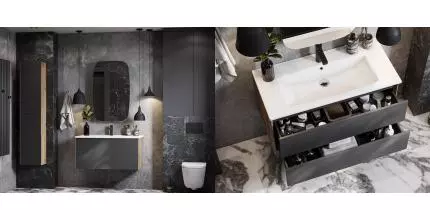 Мебель для ванной подвесная «Aquaton» Сохо 100 графит/дуб веллингтон