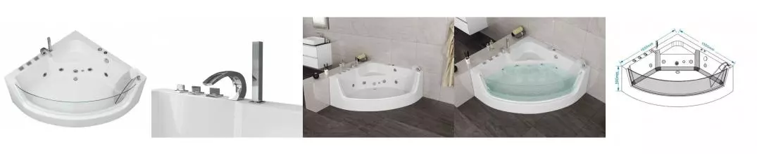 Гидромассажная ванна акриловая «Grossman» GR-15000-1 150/150 с каркасом с сифоном белая