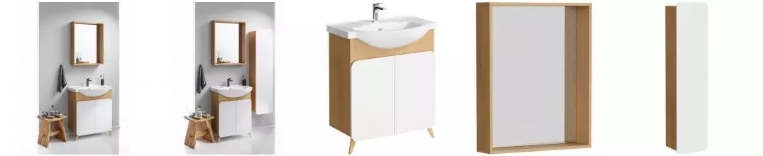 Мебель для ванной «Aqwella» Basic 75 белая/дуб золотой