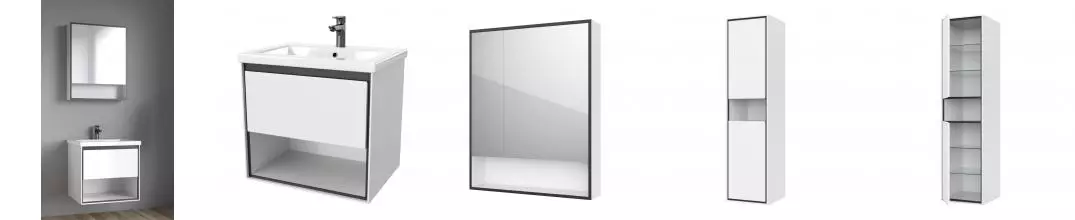 Мебель для ванной подвесная «Spectrum» Грано 60 арт.114 белая-серая/белая
