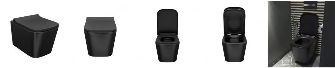 Подвесной унитаз безободковый «Iddis» Bild BILR2BMi25 чёрный матовый с сиденьем дюропласт с микролифтом чёрное