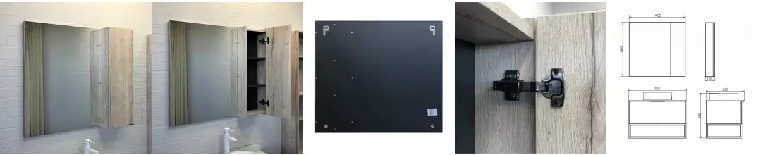 Зеркало с шкафчиком «Comforty» Порто 90 без света дуб дымчатый/серый графит универсальный