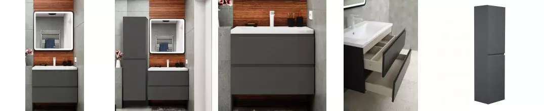 Мебель для ванной подвесная «Art&Max» Bianchi 75 серый матовый