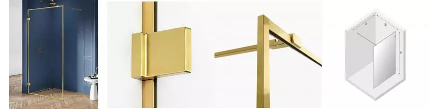 Душевая перегородка «New Trendy» Avexa Gold  Bruched Walk-in 120/200 прозрачная/брашированное золото универсальная