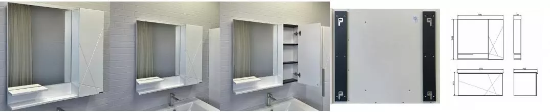 Зеркало с шкафчиком «Comforty» Мерано 90 без света белый матовый правое