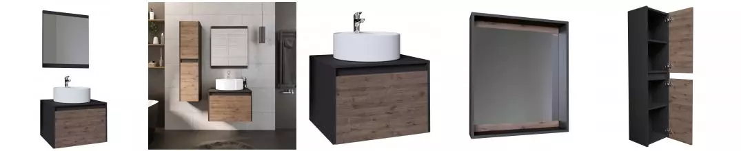Мебель для ванной подвесная «Grossman» Смарт 60 веллингтон/графит