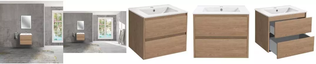 Мебель для ванной подвесная «Vincea» Gio 60 с 2 ящиками N.Oak