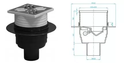 Трап для душа «PlastBrno» DN50 150/150мм SI5PG01 SI5PG01 вертикальный выпуск хром 