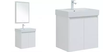 Мебель для ванной подвесная «Aquanet» Nova Lite 60 с 2 дверцами белый глянец