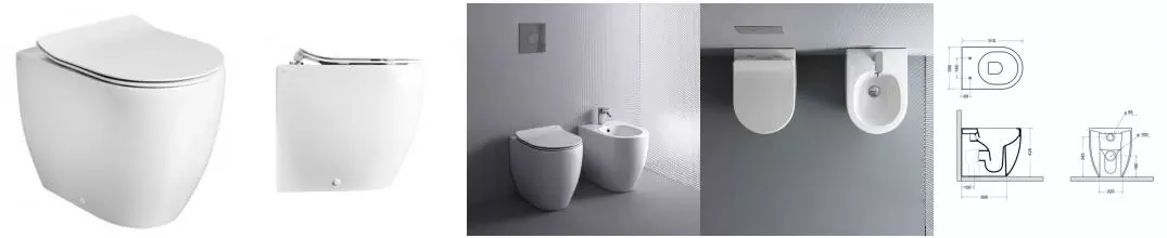 Приставной унитаз безободковый «Axa» Glomp 201401/319101 белый с сиденьем дюропласт с микролифтом белое