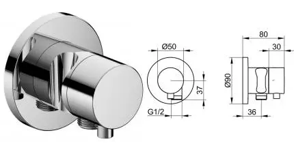 Подключение для душевого шланга «Keuco» Ixmo 59557011201 с держаталем для лейки и запорным вентилем хром