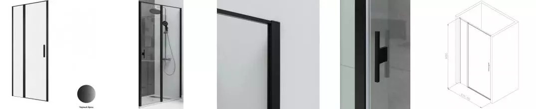 Душевая дверь «Allen Brau» Priority 90/200 прозрачная/чёрная универсальная