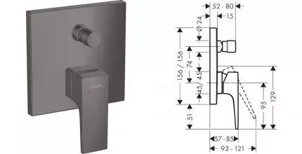 Внешняя часть смесителя «Hansgrohe» Metropol 32545340 шлифованный черный хром