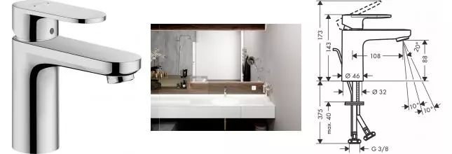 Смеситель для раковины «Hansgrohe» Vernis Blend 71551000 с донным клапаном хром