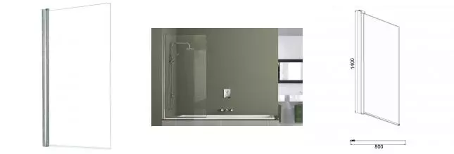 Шторка на ванну стеклянная «Azario» Merrit AZ-NF6211-1 80/140 прозрачная/серебро универсальная