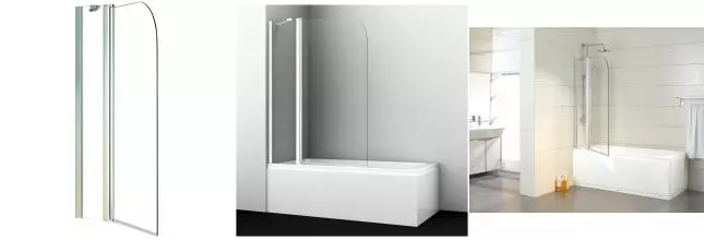 Шторка на ванну стеклянная «Azario» Merrit AZ-NF6221 110/140 прозрачная/серебро универсальная
