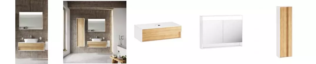 Мебель для ванной подвесная «Ravak» SD Step 100 белая/дуб