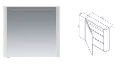 Зеркальный шкаф «Am.Pm» Sensation 80 с подсветкой белый левый