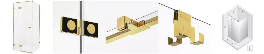 Душевой угол-ограждение «New Trendy» Avexa Gold Brushed 100/70 прозрачный/брашированное золото прямоугольный без поддона левый 