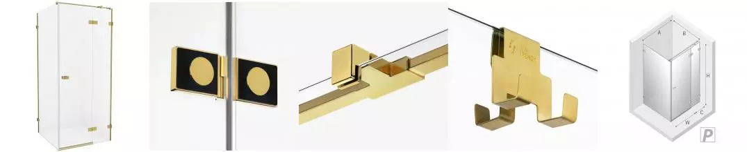 Душевой угол-ограждение «New Trendy» Avexa Gold Brushed 100/70 прозрачный/брашированное золото прямоугольный без поддона правый 