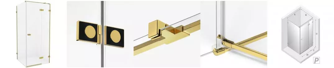 Душевой угол-ограждение «New Trendy» Avexa Gold Brushed 90/100 прозрачный/брашированное золото прямоугольный без поддона правый 