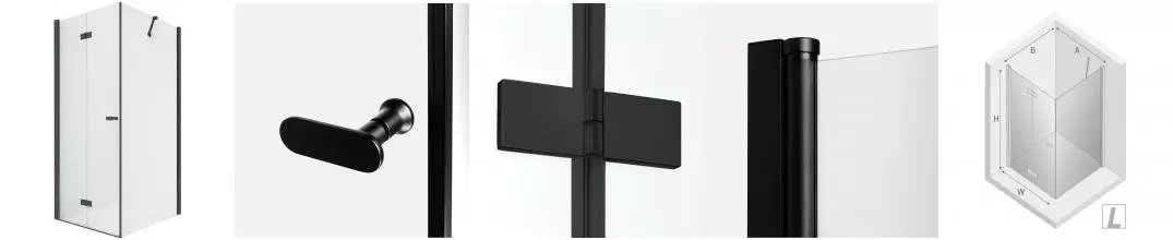 Душевой угол-ограждение «New Trendy» New Soleo Black 70/110 прозрачный/чёрный матовый прямоугольный без поддона левый 