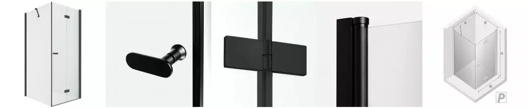 Душевой угол-ограждение «New Trendy» New Soleo Black 70/80 прозрачный/чёрный матовый прямоугольный без поддона правый 